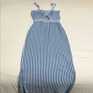 Blue and White Striped Dress